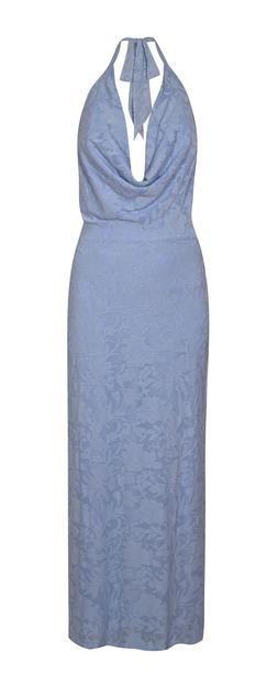 New Look Blue Jacquard Cowl Halterneck Midi Dress £45.99 €59.99