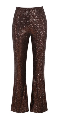 New Look Brown Sequin Kick Flare Trousers £34.99, €46.99