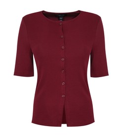New Look Burgundy Button Front Rib Jersey Top £12.99, €17.99