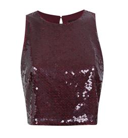 New Look Burgundy Sequinned Cropped Top £27.99, €39.99
