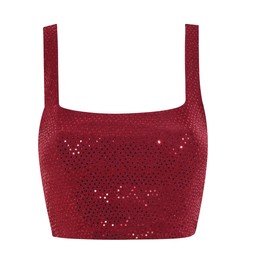 New Look Burgundy Sequinned Stretch Crop Top £16.99, €22.99