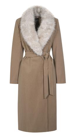 New Look Camel Faux Fur Collar Belted Coat £69.99, €89.99