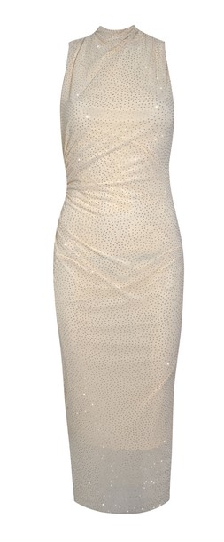 New Look Cream Crystal Ruched Stretch Mesh Midi Dress £59.99, €74.99