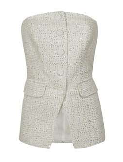 New Look Cream Sequinned Boucle Bustier Waistcoat £39.99, €49.99