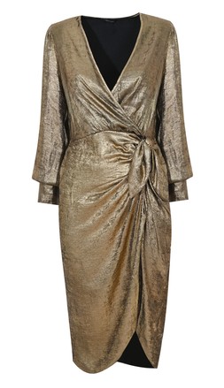 New Look Gold Foil Long Sleeve Wrap Midi Dress £40.99, €50.99