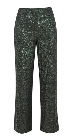 New Look Green Sequinned Stretch Mesh Wide Trousers £34.99, €46.99