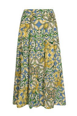 New Look Green Tile Print Tiered Midi Skirt £19.99