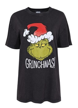 New Look Grey Christmas Oversized Grinch Cotton T Shirt £19.99, €25.99