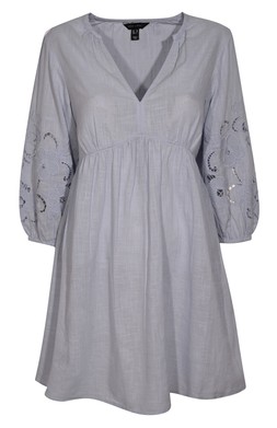 New Look Light Blue Broderie Sleeve Smock Mini Dress £31.99