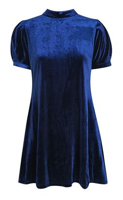New Look Navy High Neck Short Sleeve Velvet Mini Dress £27.99, €39.99