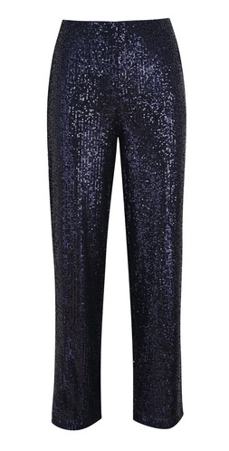 New Look Navy Sequinned Stretch Mesh Wide Trousers £34.99, €46.99