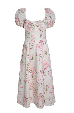 New Look Off White Floral Print Puff Sleeve Midi Dress £45.99