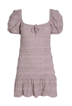 New Look Pink Square Neck Frilly Lace Mini Dress £31.99