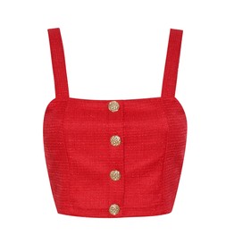 New Look Red Boucle Button Detail Crop Top £19.99, €25.99