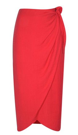 New Look Red Crinkled Sarong Midi Skirt £25.99 €33.99