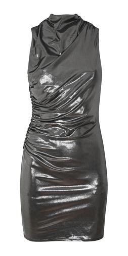 New Look Silver High Neck Ruched Metallic Mini Dress £29.99, €39.99