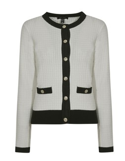 New Look White Contrast Trim Waffle Knit Cardigan £29.99 , €39.99