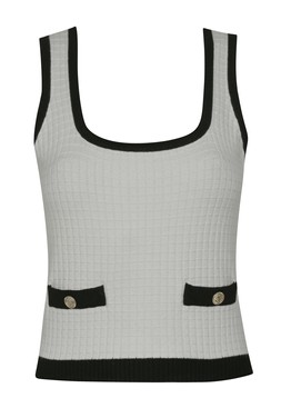 New Look White Contrast Trim Waffle Knit Vest £19.99, €25.99
