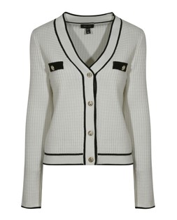 New Look White Waffle Knit Contrast Tipping Cardigan £29.99, €39.99