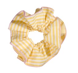 New Look Yellow Stripe Print Contrast Trim Frill Scrunchie £5.99