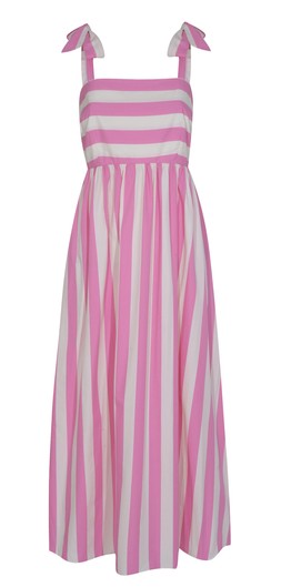 Petite Pink Striped Tie Strap Poplin Midi Dress New Look, £36.99