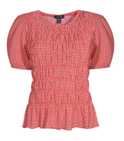 Red Gingham Checked Shirred Tiered Peplum Top, £19.99 - 920089169