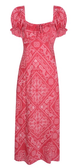 Red Tile Print Square Neck Midi Dress, £26.99 - 918795169