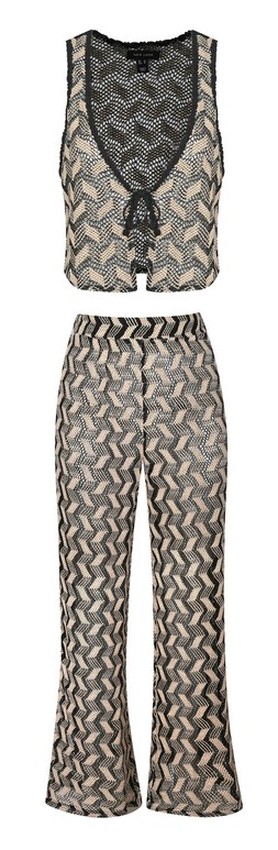 Black Chevron Crochet-Look Beach Waistcoat €19.99 £15.99 913872409 & Black Chevron Crochet-Look Beach Trousers €29.99 £22.99 -913872309