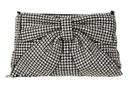 Silver Rhinestone Embellished Bow Appliqued Clutch, £32.99 (933620492)