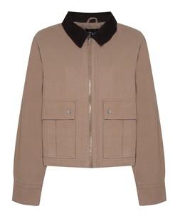 Tan Contrast Collar Cropped Barn Jacket, £39.99 (925126818)