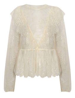 White Floral Lace Long Sleeve Semi Sheer Blouse, New Look, £29.99