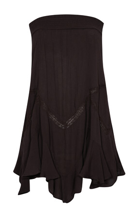 Dark Brown Woven Asymmetric Lace Insert Midi Skirt £25.99 from New Look