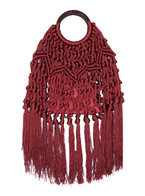Dark Burgundy Macrame Tassel Top Handle Bag, £34.99 from New Look