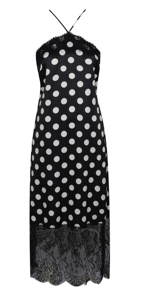 Black Satin Lace Polka Dot Halterneck Midaxi Dress £42.99 from New Look
