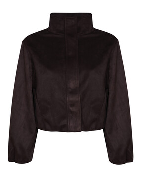 Dark Brown Faux Suede Bubble Hem Jacket, £39.99 from New Look