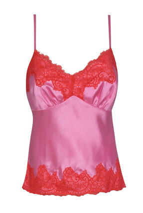 Bright Pink Satin Contrast Trim Lace Cami Top, £25.99 from New Look