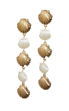 Gold Tone Faux Pearl Shell Drop Earrings,£7.99 from New Look