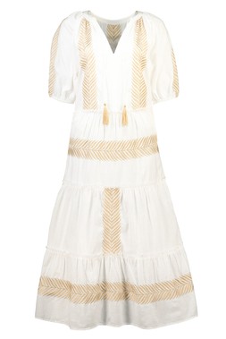 Alexa White Gold Midi Dress