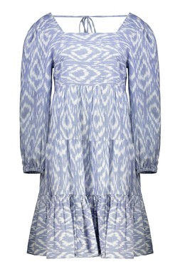 Blue Aztec Jacquard Mini Dress