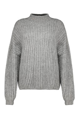 Grey Cocoon Ribbed Jumper