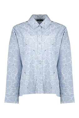 Blue Puff Cutout Shirt