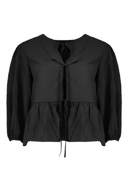 Black Bow Front Blouse