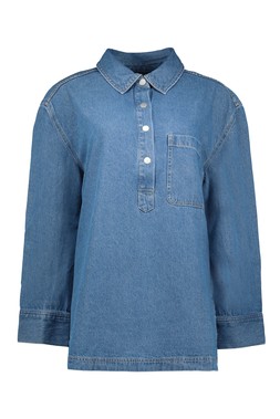 Blue Half Placket Denim Shirt