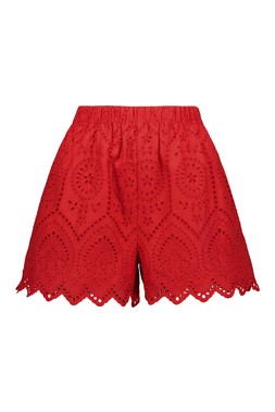 Red Aztec Broderie Shorts