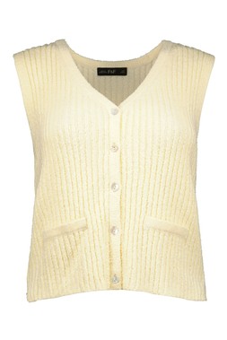 Yellow Button Through Textured Vest