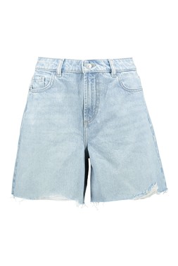 Blue Lightwash Mid Rip Denim Short