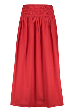 Red Cotton Shirred Skirt