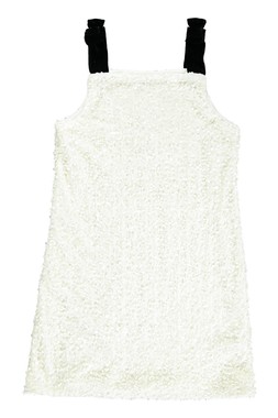 Cream Velvet Sequin Bow Mini Dress