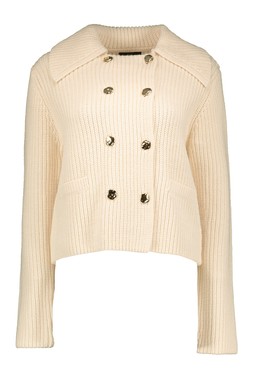 Cream Double Breasted Gold Button Cardigan
