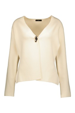 Cream Structured Pebble Button Cardigan